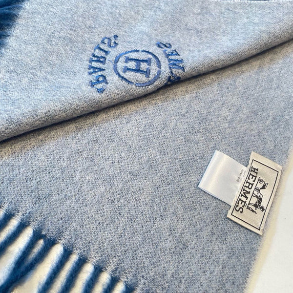 RECTO-VERSO MUFFLER 190 AEGEAN BLUE CASHMERE