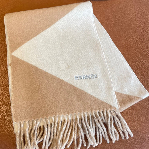 SCARF 150 CM IN LIGHT BROWN MIX WHITE CASHMERE