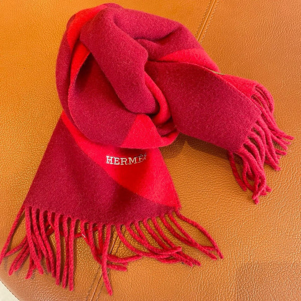 Geometric Scarf 151 CM IN Dark Red Mix Bright Red Cashmere