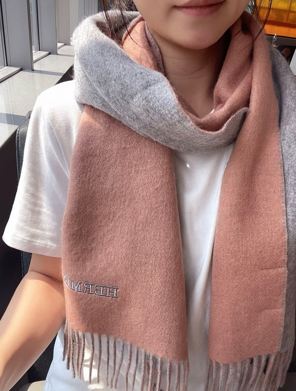 Scarf 180 CM In Pink Mix Grey Cashmere