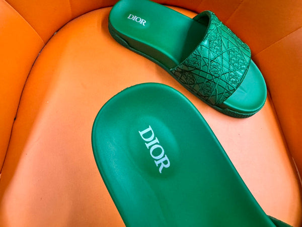 CD AQUA EMBROIDED SANDAL SEA GREEN FABRIC