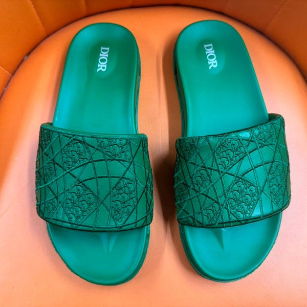 CD AQUA EMBROIDED SANDAL SEA GREEN FABRIC