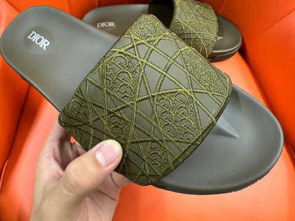 CD AQUA EMBROIDED SANDAL OLIVE FABRIC