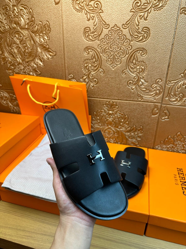 HM IZMIR H-BUCKLE SANDAL BLACK CALFSKIN