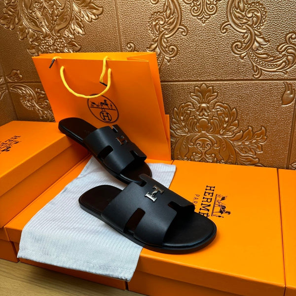 HM IZMIR H-BUCKLE SANDAL BLACK CALFSKIN