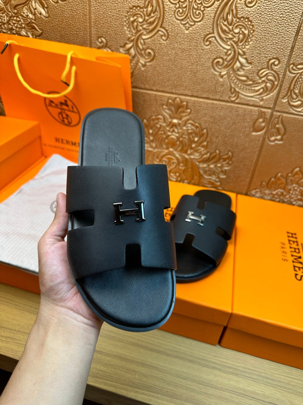 HM IZMIR H-BUCKLE SANDAL BLACK CALFSKIN