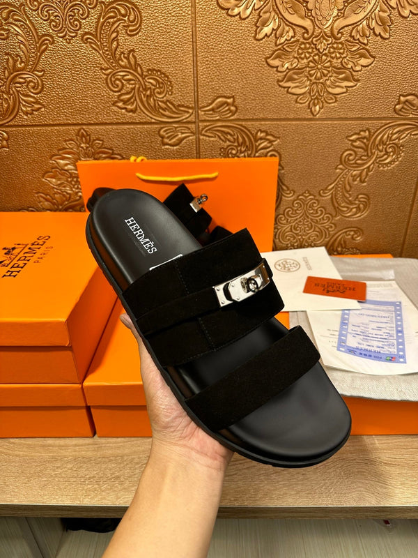 SANDALO HM JACKSON IN CAMOSCIO NERO