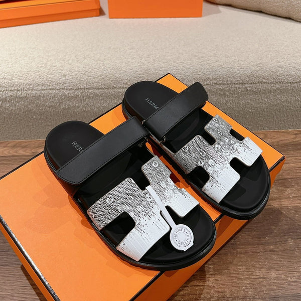 SANDALO CYPRUS OMBRE NERO BIANCO PELLE DI VITELLO