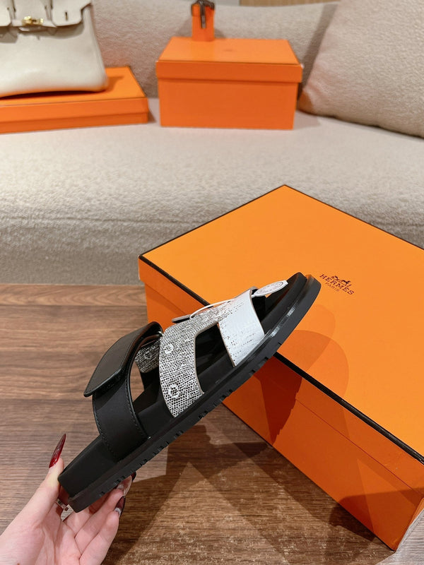 SANDALO CYPRUS OMBRE NERO BIANCO PELLE DI VITELLO