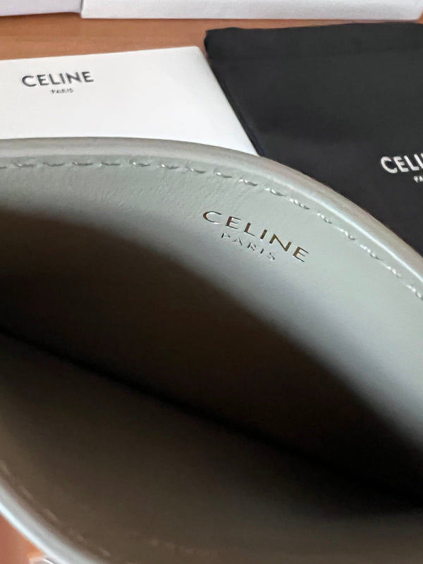 TRIOMPHE Card Holder Grey Cowhide& Fabric GHW