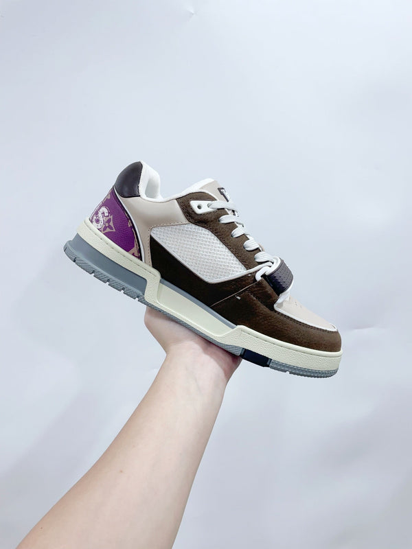 LV Trainer Sneaker Velcro Strap Brown Cowhide