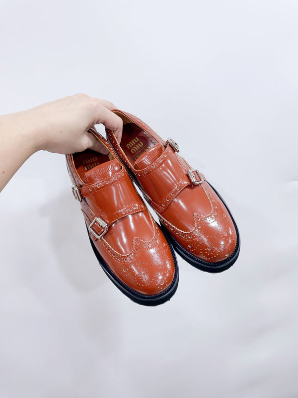 Miu-Church's Loafers Brown Glossy Nubuck Leather