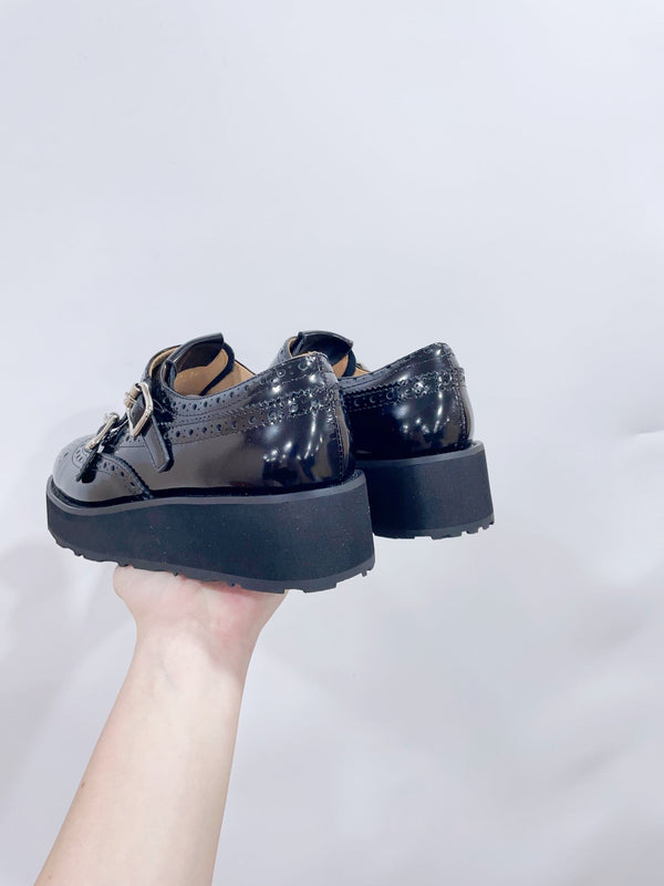 Miu-Church's Loafers Black Glossy Nubuck Leather