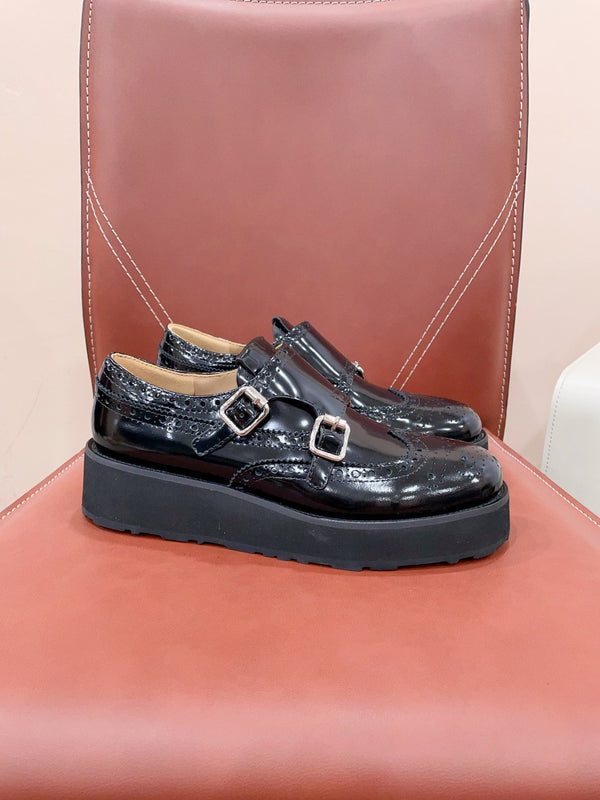 Miu-Church's Loafers Black Glossy Nubuck Leather