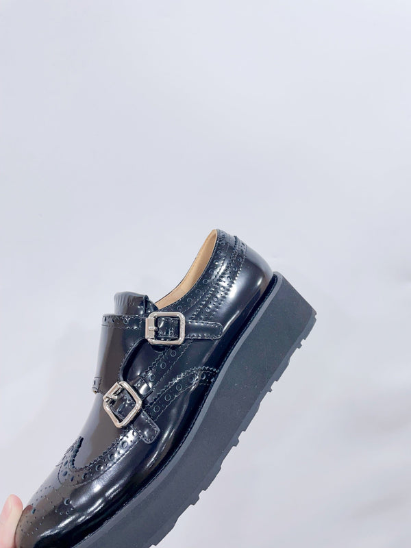 Miu-Church's Loafers Black Glossy Nubuck Leather