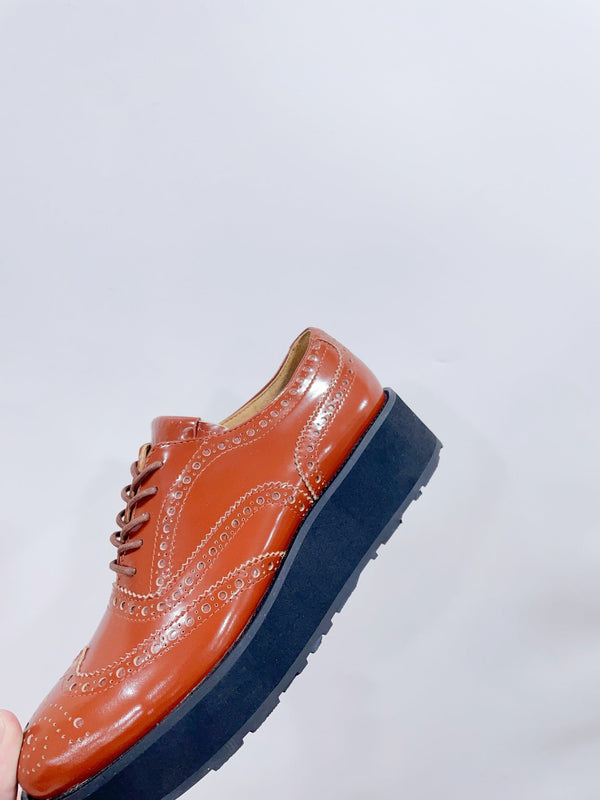 Miu-Church's Lace-Ups Cocoa Brown Glossy Nubuck Leather