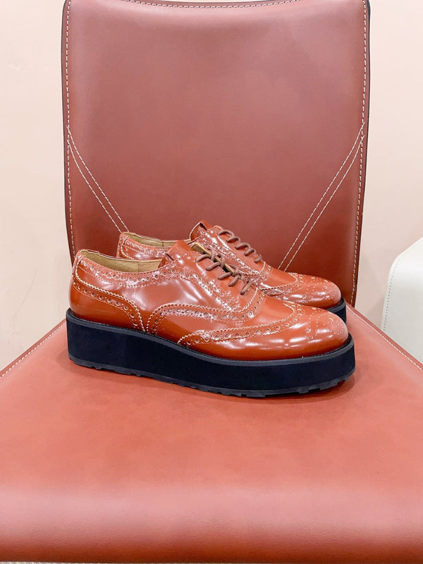 Miu-Church's Lace-Ups Cocoa Brown Glossy Nubuck Leather