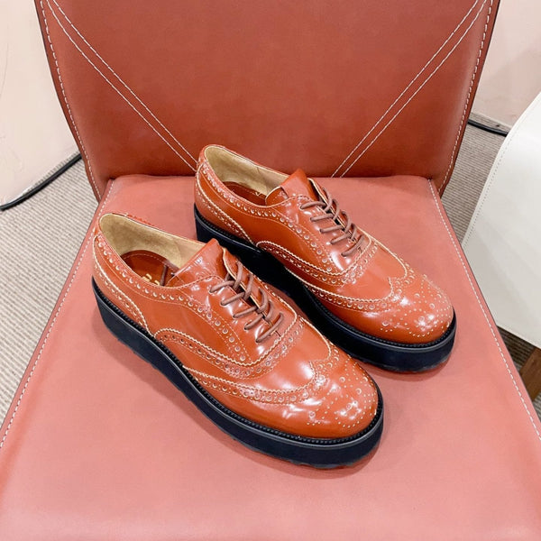 Miu-Church's Lace-Ups Cocoa Brown Glossy Nubuck Leather