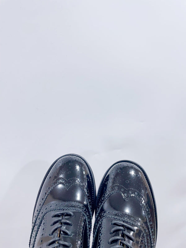 Miu-Church's Lace-Ups Black Glossy Nubuck Leather