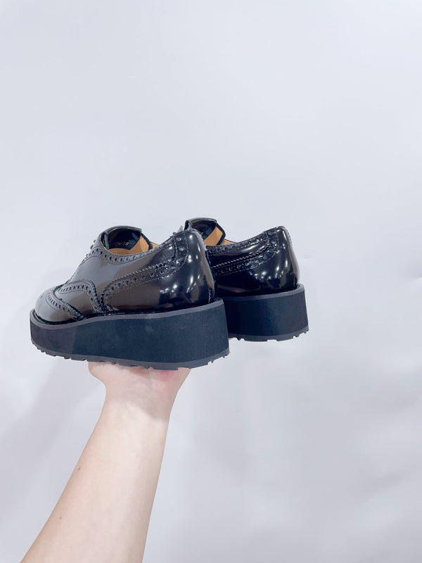 Miu-Church's Lace-Ups Black Glossy Nubuck Leather