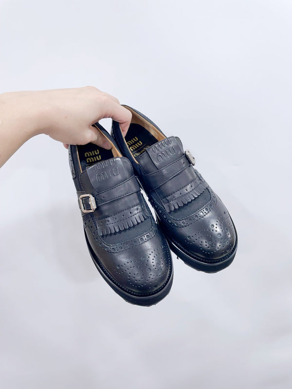 Miu-Church's Loafers Black Nubuck Leather