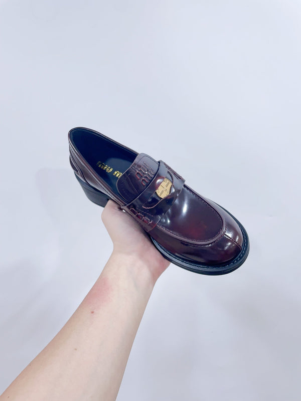 Miu Loafers Crimson Cowhide