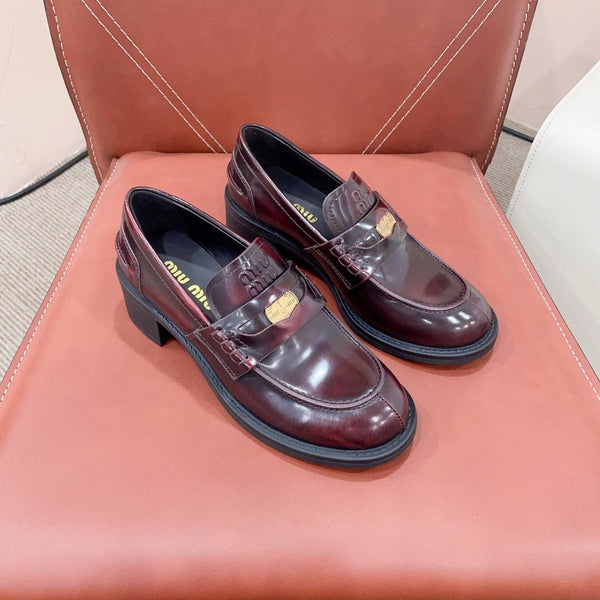 Miu Loafers Crimson Cowhide