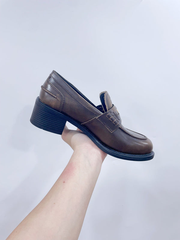 Miu Loafers Chocolate Brown Cowhide