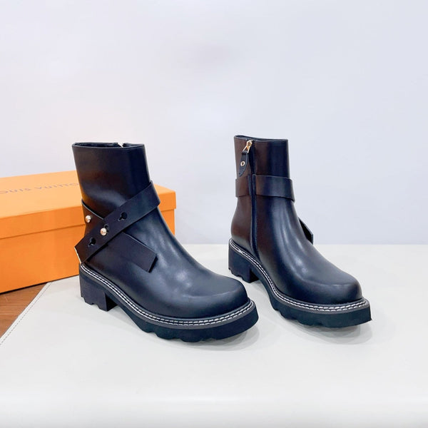 Stivaletto LV Beaubourg in pelle di vitello nera liscia