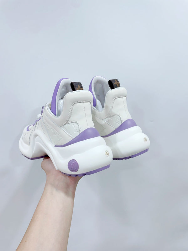 LV Archlight Sports Shoes White With Purple Border Calfskin
