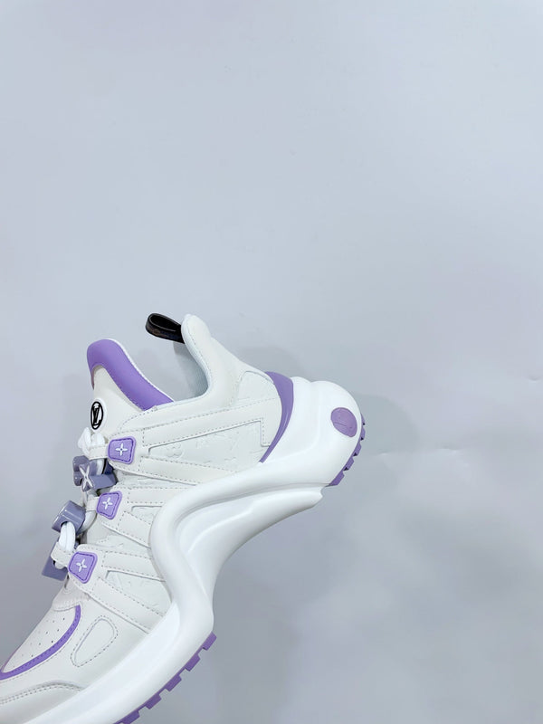 LV Archlight Sports Shoes White With Purple Border Calfskin