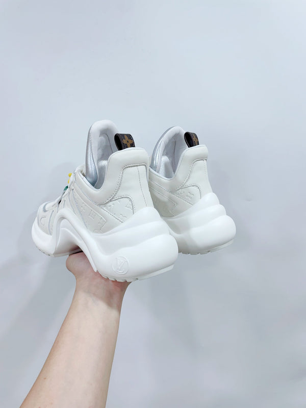 LV Archlight Sports Shoes White With Gray Border Calfskin