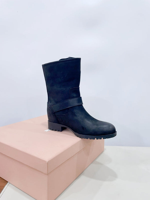 Miu Short Boots Black Calfskin