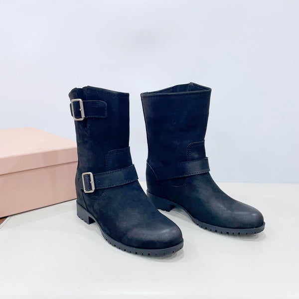 Miu Short Boots Black Calfskin