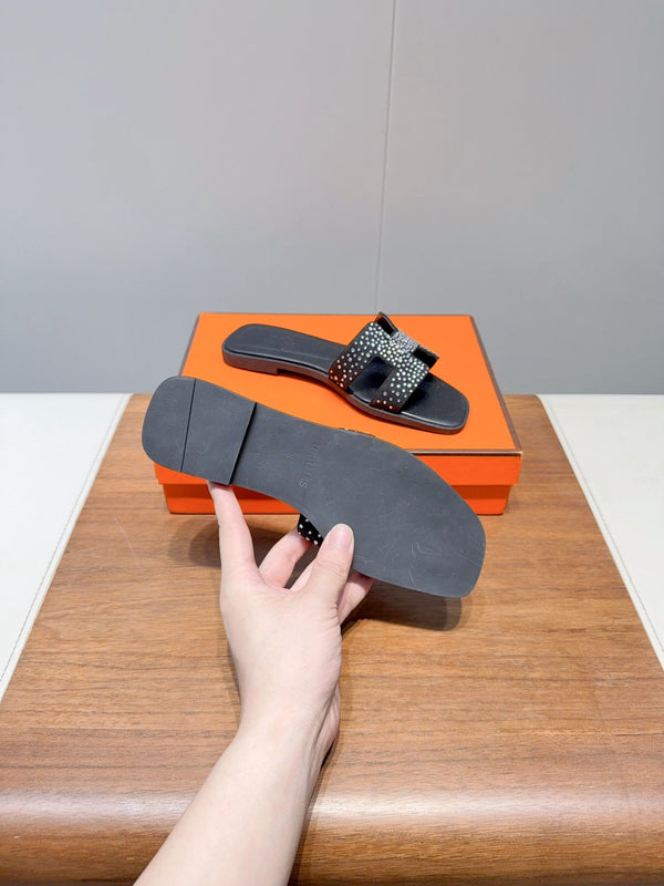 HM Oran Sandals Black Cowhide 327122