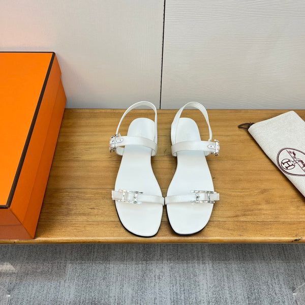 SANDALO CON FIBBIA IN PELLE DI VITELLO BIANCA