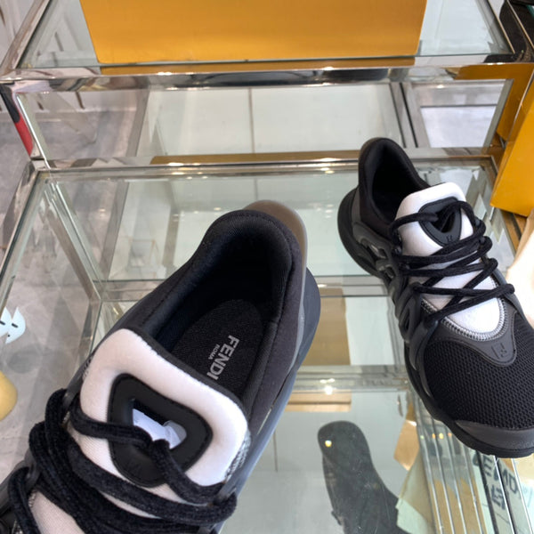 FENDI TAG SNEAKER IN BLACK MESH AND RUBBER