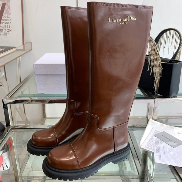 CD Diorebel Boot Glossy Brown Calfskin