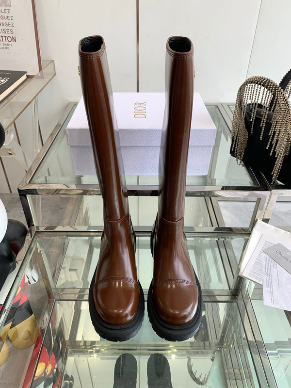 CD Diorebel Boot Glossy Brown Calfskin