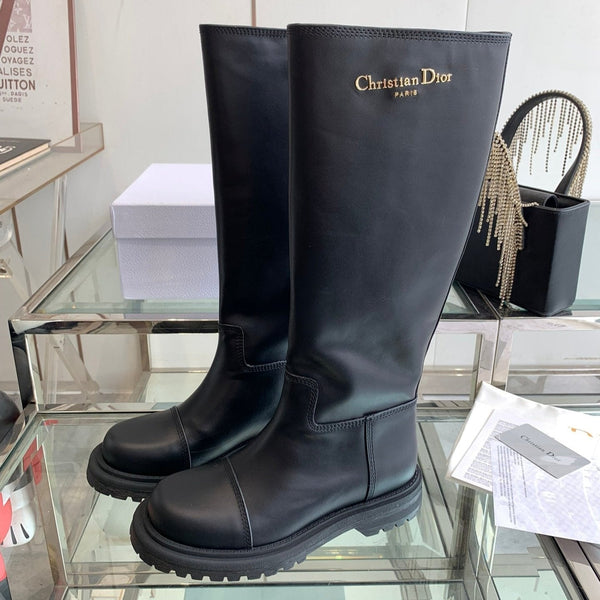 CD Diorebel Boot Plain Black Calfskin