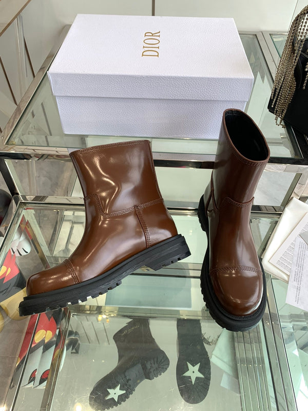 CD Ankle Boot Glossy Brown Calfskin