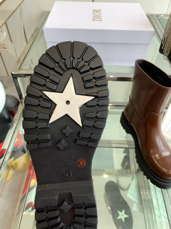 CD Ankle Boot Glossy Brown Calfskin