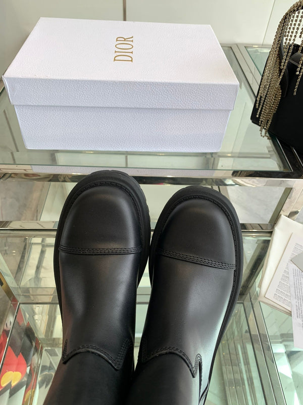 CD Ankle Boot Plain Black Calfskin