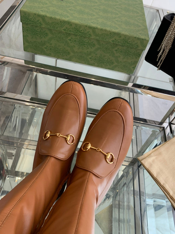 GG KNEE HIGH BOOTS WITH HORSEBIT IN CHOCOLATE BROWN CALFSKIN