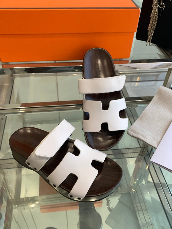 Sandali con zoccolo HM 25 Kos in pelle di vacchetta bianca 292049