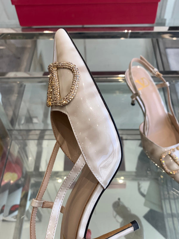 VT 25 High Heels Slingbacks Ivory Cowhide 292344