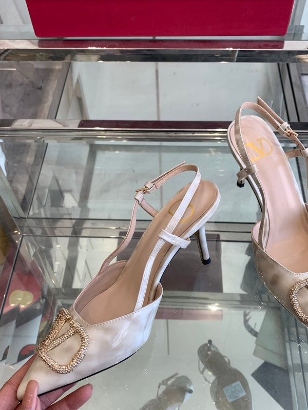 VT 25 High Heels Slingbacks Ivory Cowhide 292344