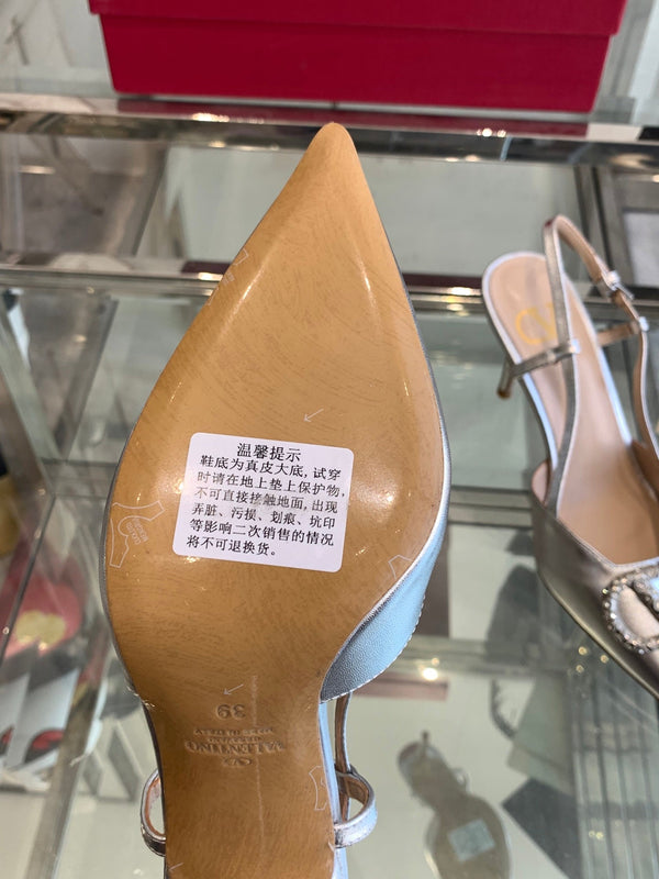 VT 25 High Heels Slingbacks Silver Cowhide 292337