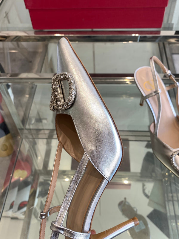 VT 25 High Heels Slingbacks Silver Cowhide 292337