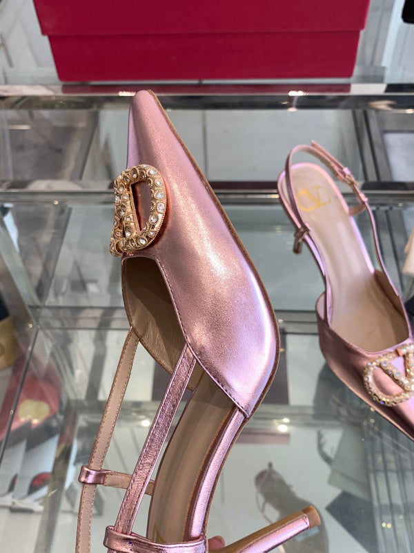 VT 25 Slingback con tacco alto in pelle di vacchetta viola media 292340